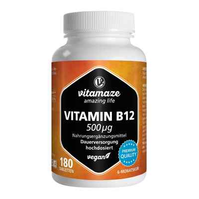 Vitamin B12 500 Μg Hochdosiert Vegan Tabletten 180 stk von Vitamaze GmbH PZN 16819334