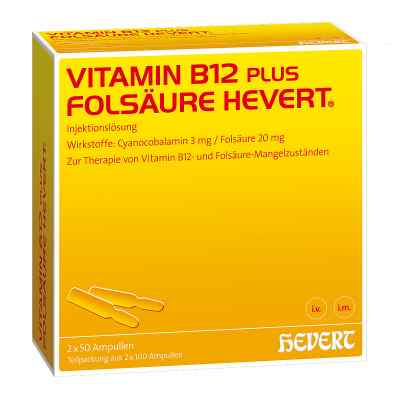 Vitamin B12 plus Folsäure Hevert Ampullen-Paare 2X100 stk von Hevert-Arzneimittel GmbH & Co. K PZN 04674439