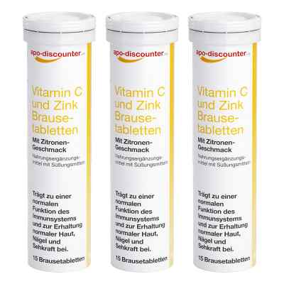 Vitamin C und Zink Brausetabletten von apo-discounter 3x15 stk von  PZN 08101501