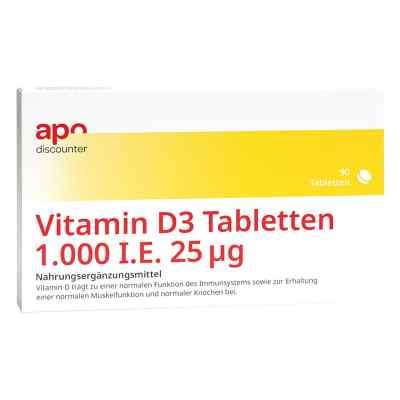 Vitamin D3 Tabletten 1000 I.e. 25 mcg mit Vitamin D3 90 stk von apo.com Group GmbH PZN 16511027