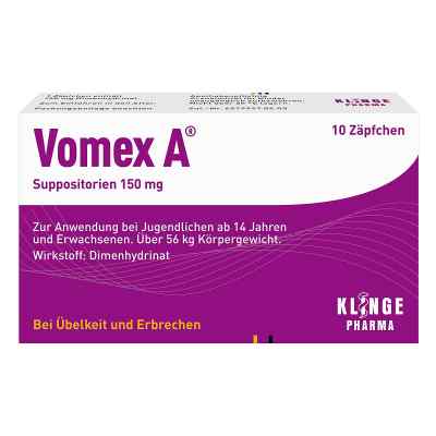 Vomex A Zäpfchen 150mg 10 stk von Klinge Pharma GmbH PZN 01116555