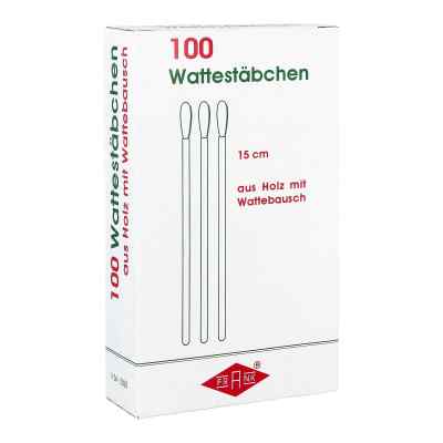 Wattestäbchen Holz 15 cm mit Wattebausch 100 stk von Büttner-Frank GmbH PZN 03146709